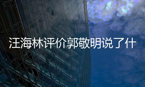 么回林评说了什么是怎事海林汪海 汪怼郭价郭敬明敬明
